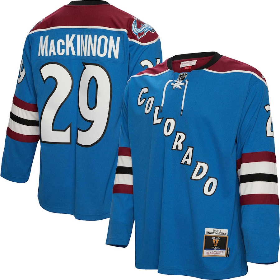 Men's Colorado Avalanche Nathan MacKinnon Mitchell #29 Ness Blue 2013/14 Blue Line Jersey